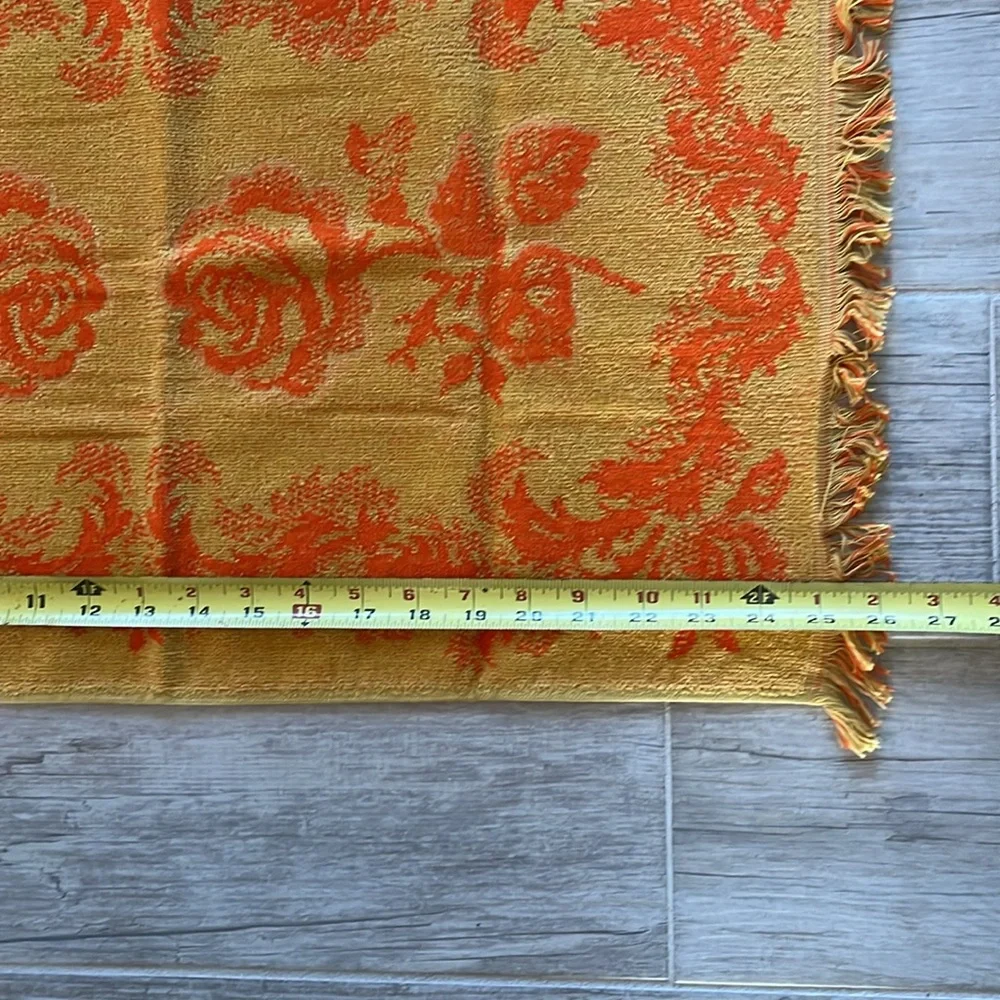 VTG Grants Fashion for the Home hand towel 100%cotton orange yellow rose fringe